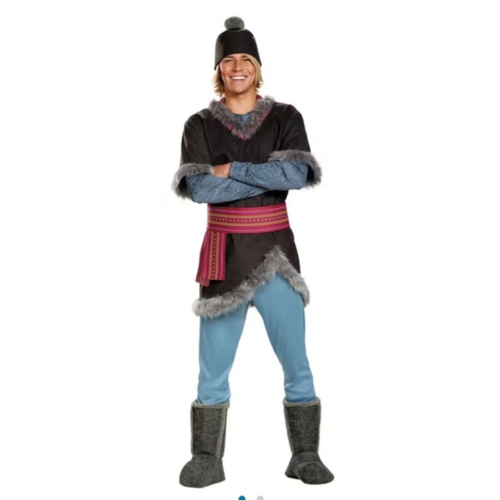 Men's Deluxe XXL 2XL Disney Frozen Kristoff Costume Halloween Adult Set GUC